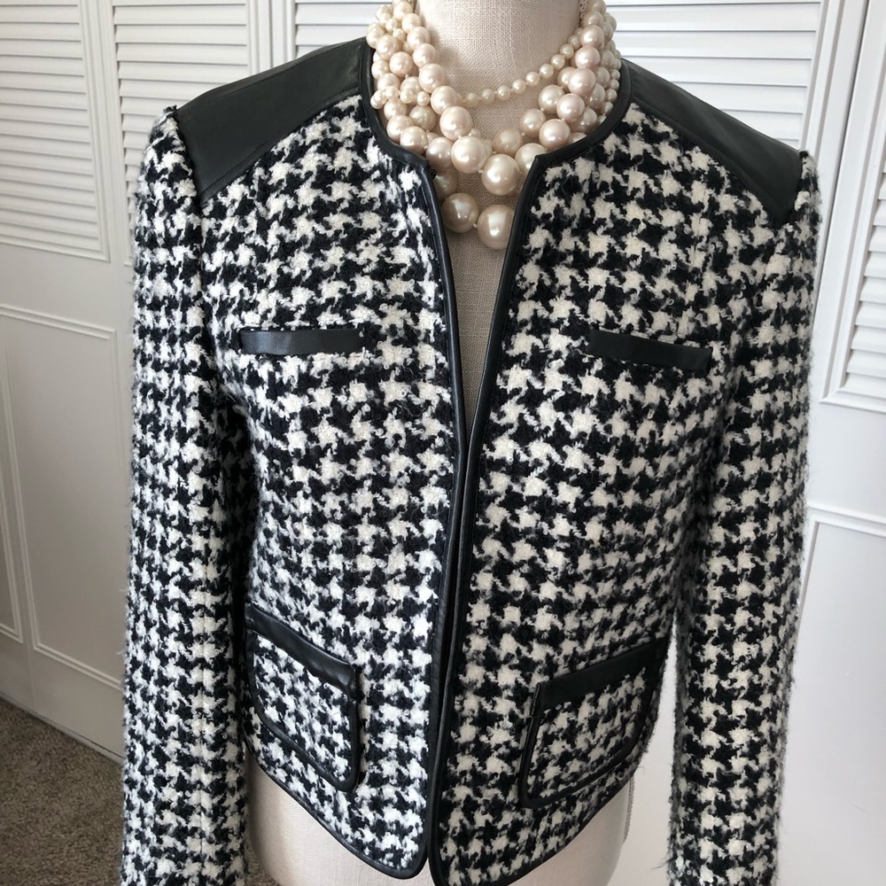 Cache Jacket. Houndstooth With Black Leather - image 1